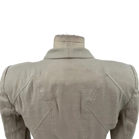 Helmut Lang Cropped Blazer Jacket in Aritfact Linen Blend Beige Size 2 - Picture 10 of 14